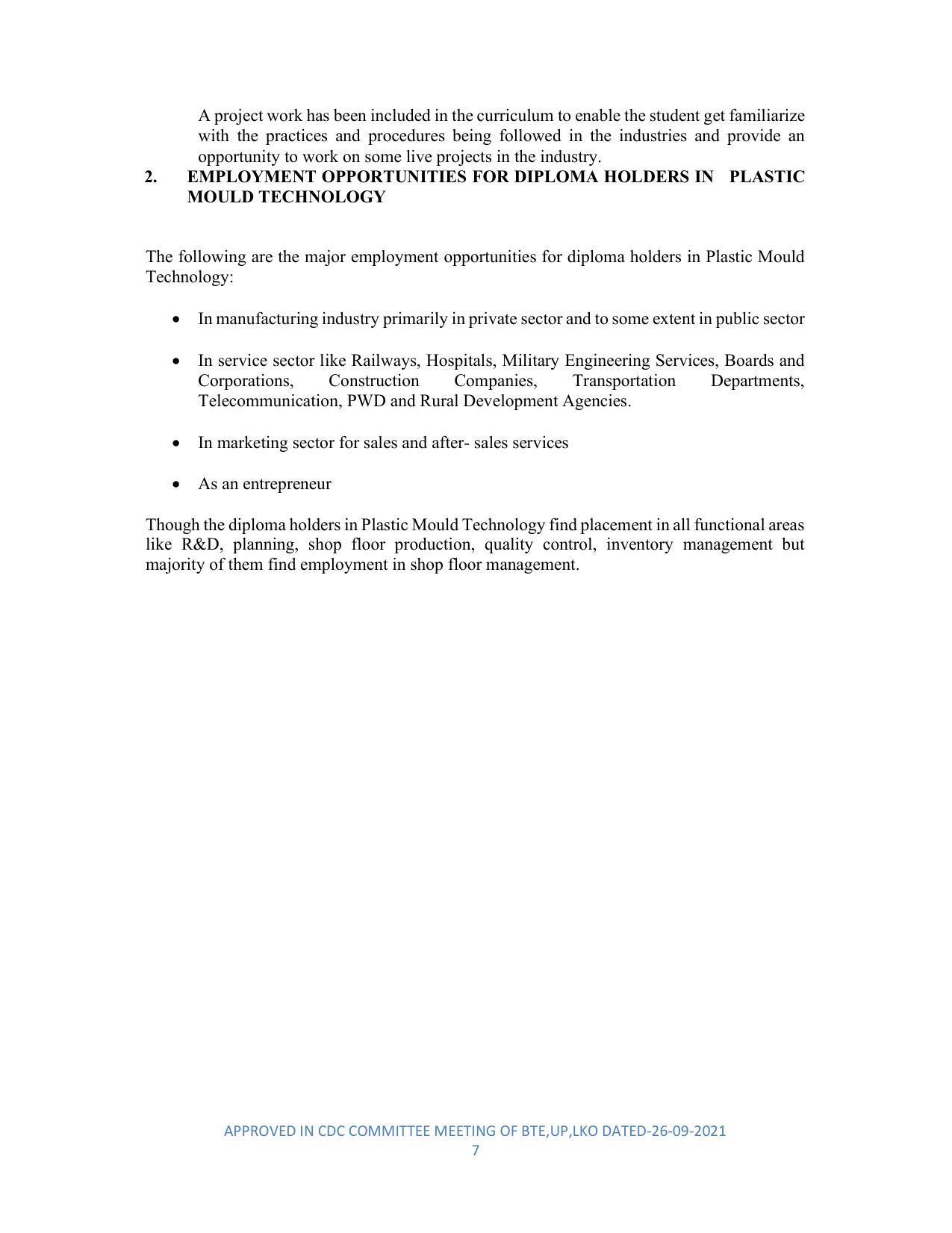 SYLLABUS FOR SEMESTER SYSTEM EFFECTIVE FROM (2021-2022) - DIPLOMA IN PLASTIC MOULD TECHNOLOGY - Page 7
