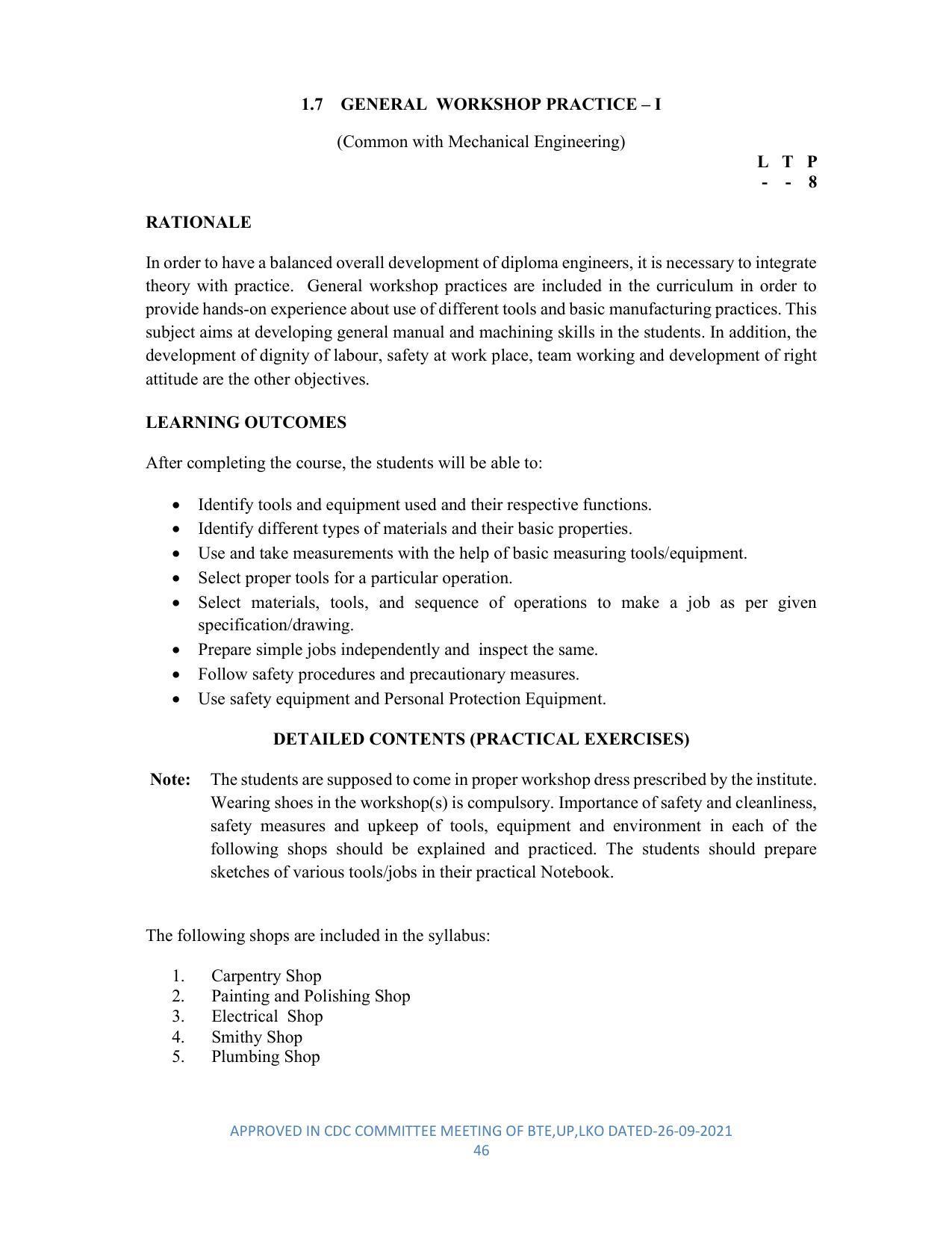 SYLLABUS FOR SEMESTER SYSTEM EFFECTIVE FROM (2021-2022) - DIPLOMA IN PLASTIC MOULD TECHNOLOGY - Page 46