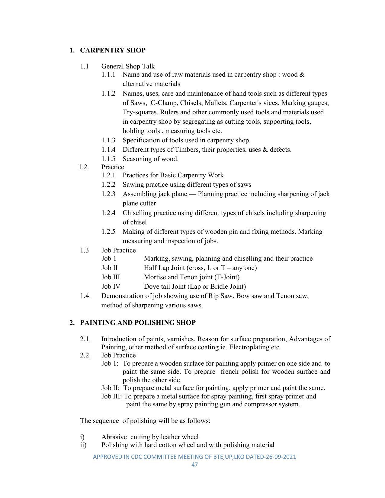 SYLLABUS FOR SEMESTER SYSTEM EFFECTIVE FROM (2021-2022) - DIPLOMA IN PLASTIC MOULD TECHNOLOGY - Page 47