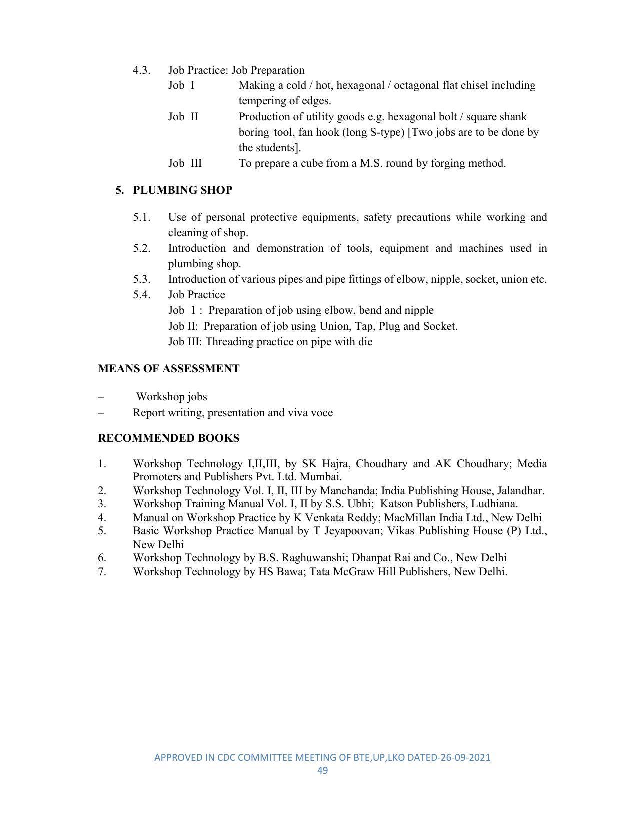 SYLLABUS FOR SEMESTER SYSTEM EFFECTIVE FROM (2021-2022) - DIPLOMA IN PLASTIC MOULD TECHNOLOGY - Page 49