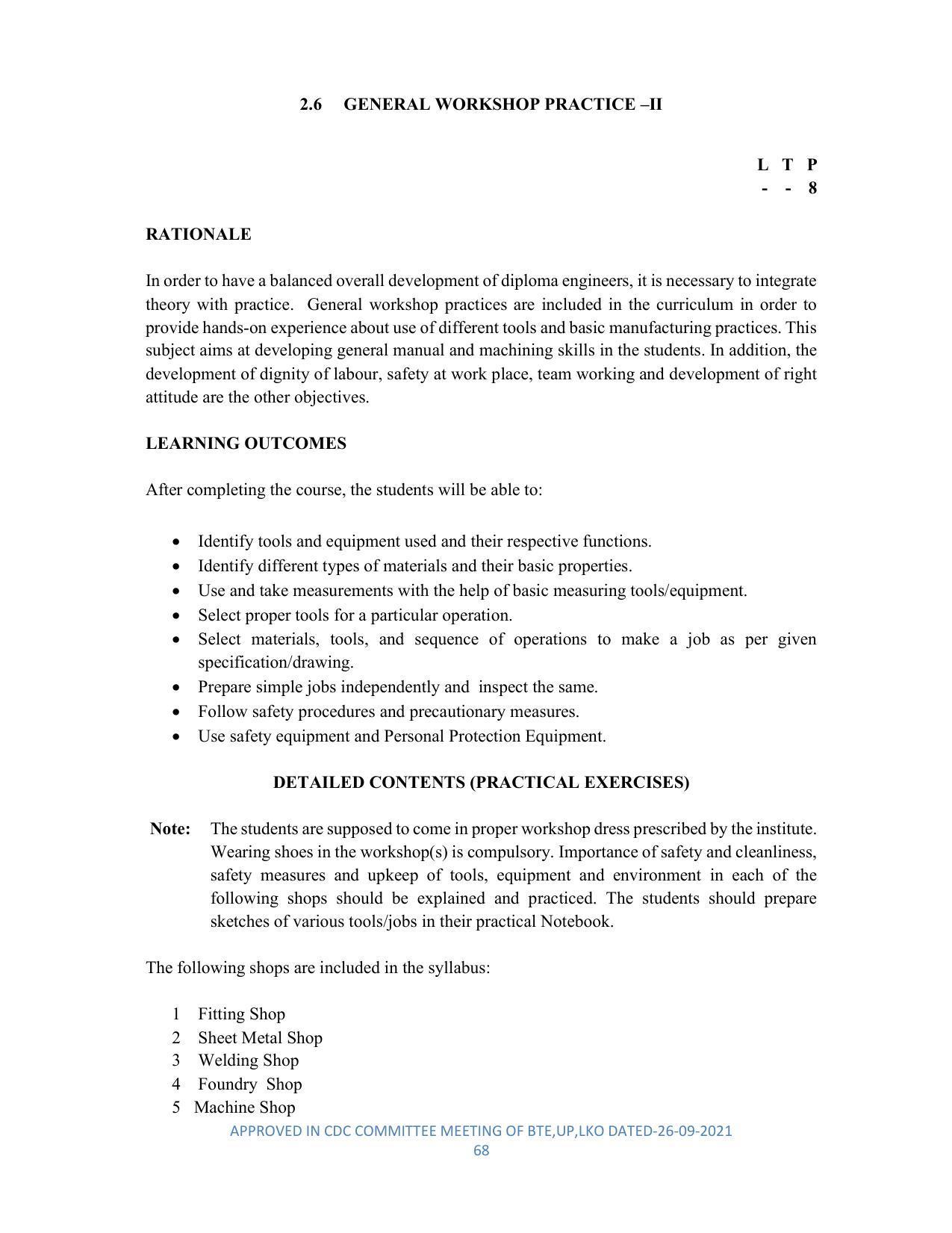 SYLLABUS FOR SEMESTER SYSTEM EFFECTIVE FROM (2021-2022) - DIPLOMA IN PLASTIC MOULD TECHNOLOGY - Page 68