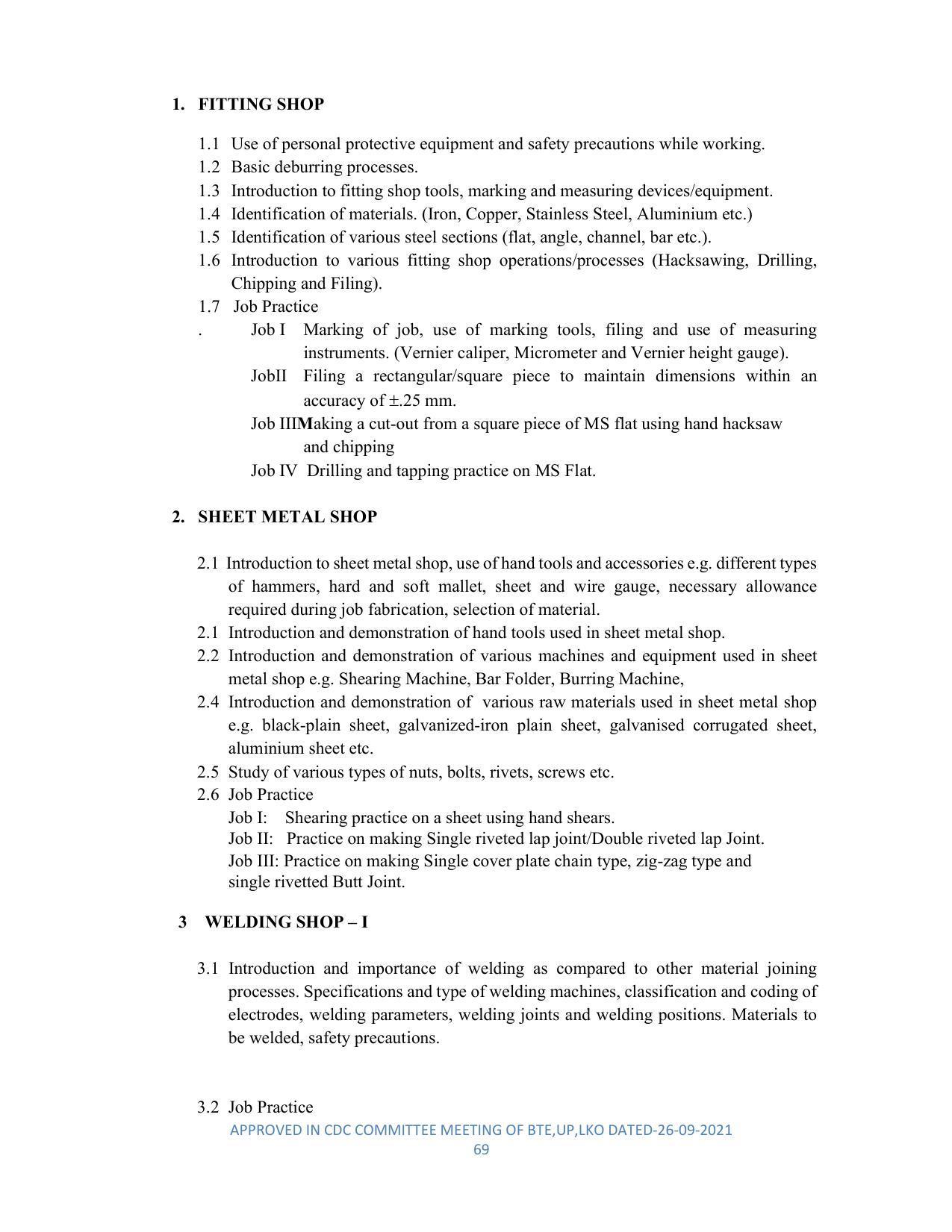SYLLABUS FOR SEMESTER SYSTEM EFFECTIVE FROM (2021-2022) - DIPLOMA IN PLASTIC MOULD TECHNOLOGY - Page 69