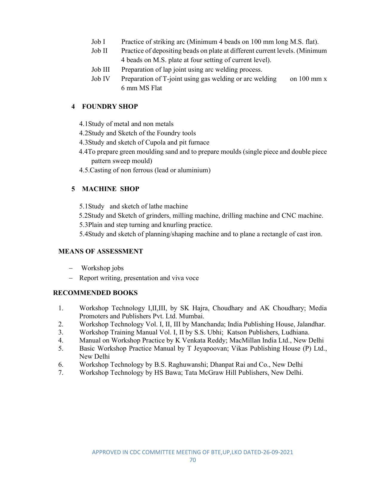 SYLLABUS FOR SEMESTER SYSTEM EFFECTIVE FROM (2021-2022) - DIPLOMA IN PLASTIC MOULD TECHNOLOGY - Page 70