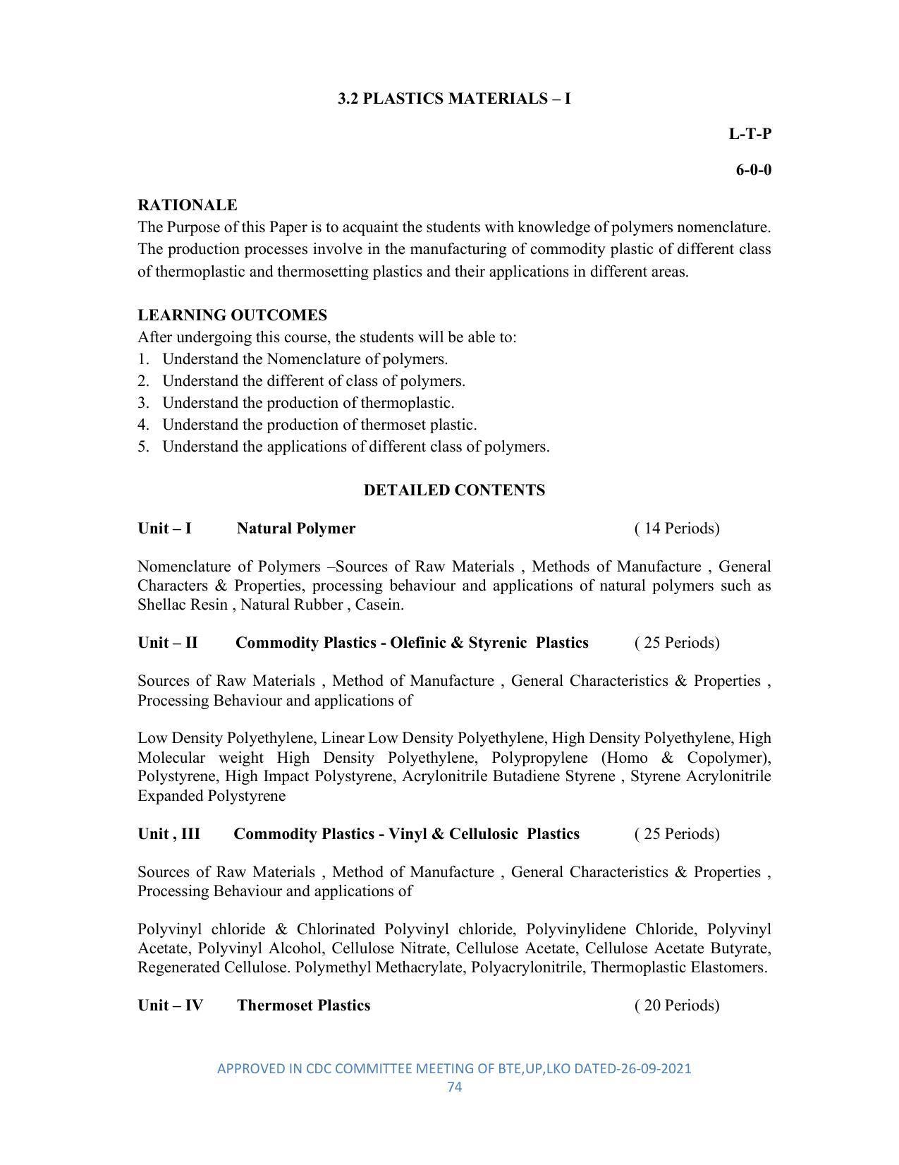 SYLLABUS FOR SEMESTER SYSTEM EFFECTIVE FROM (2021-2022) - DIPLOMA IN PLASTIC MOULD TECHNOLOGY - Page 74