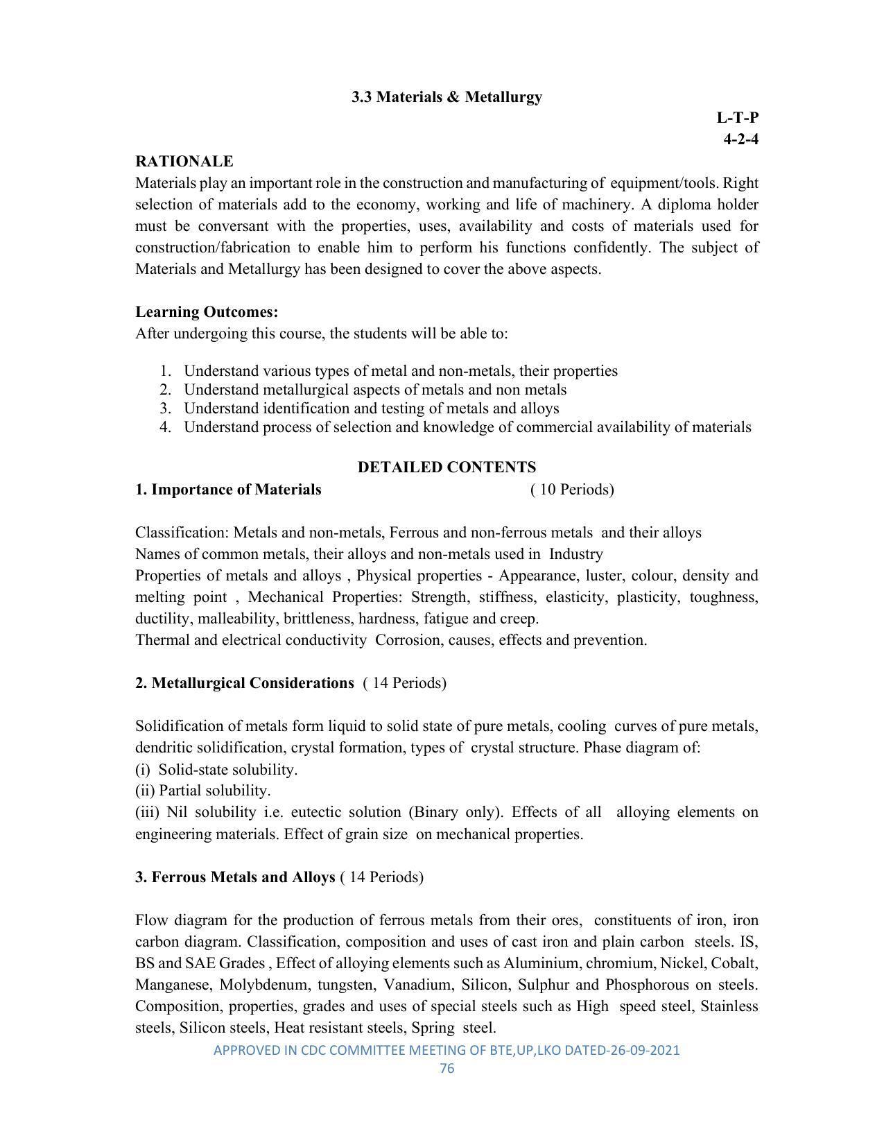 SYLLABUS FOR SEMESTER SYSTEM EFFECTIVE FROM (2021-2022) - DIPLOMA IN PLASTIC MOULD TECHNOLOGY - Page 76