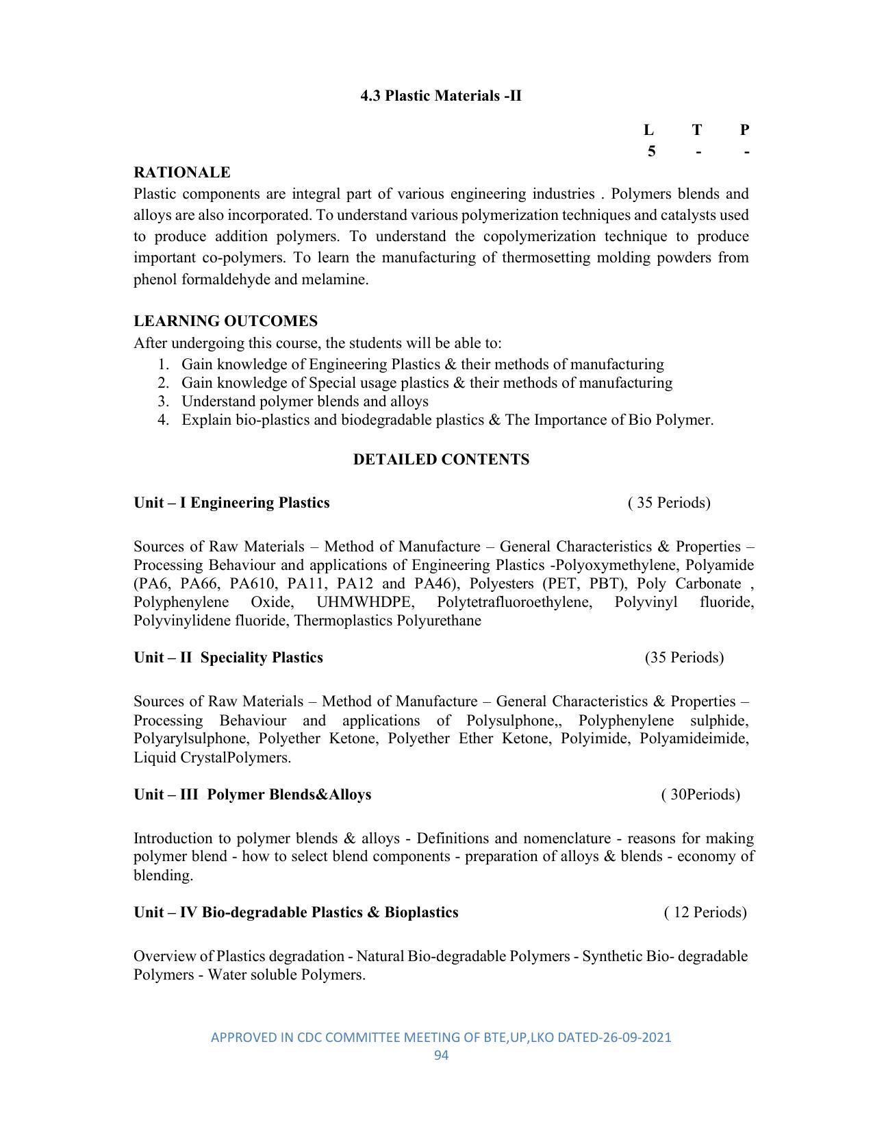SYLLABUS FOR SEMESTER SYSTEM EFFECTIVE FROM (2021-2022) - DIPLOMA IN PLASTIC MOULD TECHNOLOGY - Page 94