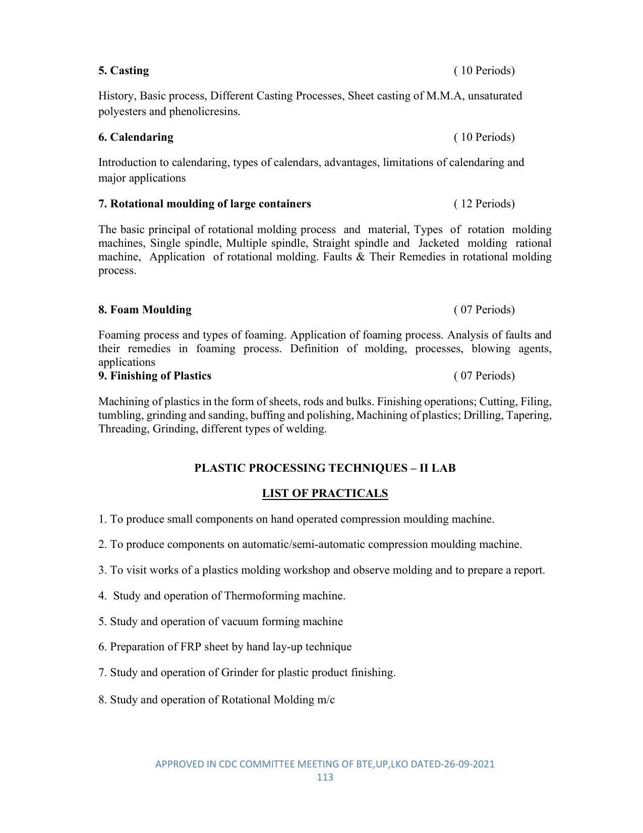 SYLLABUS FOR SEMESTER SYSTEM EFFECTIVE FROM (2021-2022) - DIPLOMA IN PLASTIC MOULD TECHNOLOGY - Page 113