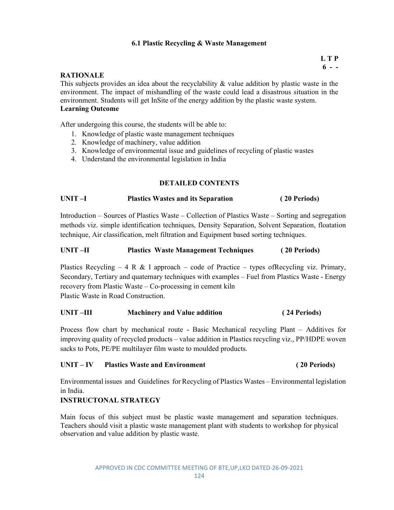SYLLABUS FOR SEMESTER SYSTEM EFFECTIVE FROM (2021-2022) - DIPLOMA IN PLASTIC MOULD TECHNOLOGY - Page 124