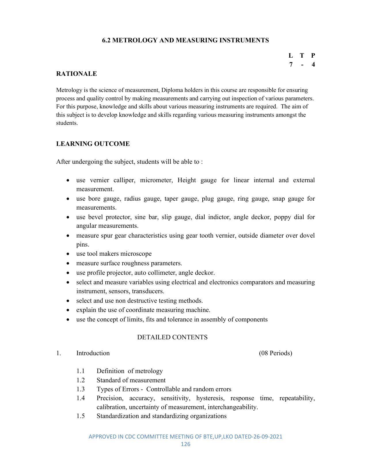 SYLLABUS FOR SEMESTER SYSTEM EFFECTIVE FROM (2021-2022) - DIPLOMA IN PLASTIC MOULD TECHNOLOGY - Page 126
