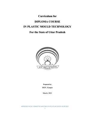 SYLLABUS FOR SEMESTER SYSTEM EFFECTIVE FROM (2021-2022) - DIPLOMA IN PLASTIC MOULD TECHNOLOGY