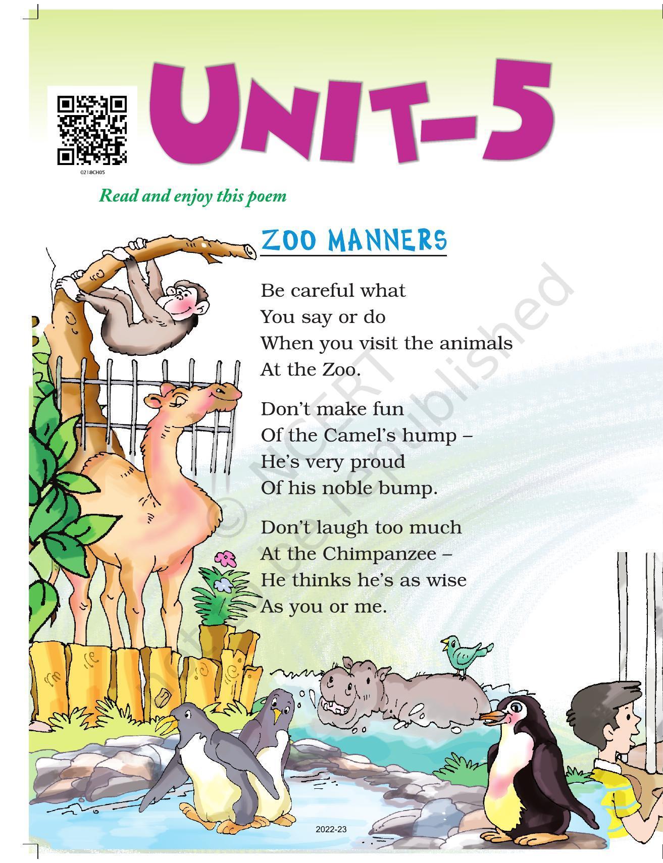 NCERT Book for Class 2 English (Marigold):Chapter 5-Zoo Manners - Page 1