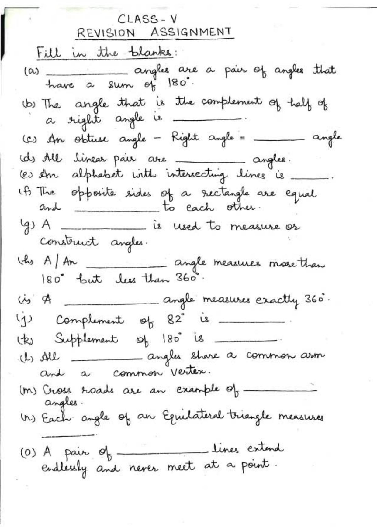 Worksheet for Class 5 Maths Assignment 32 - Page 1