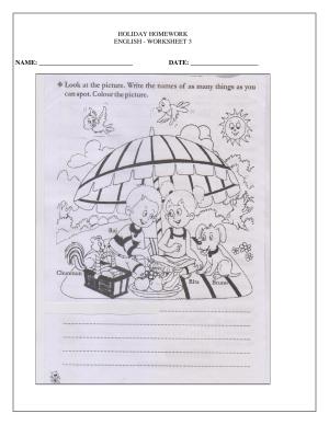 Worksheet for Class 1 English Assignment 14