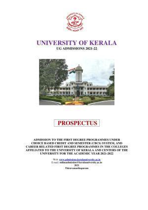 University of Kerala, Thiruvananthapuram UG Admission Prospectus 2021-22