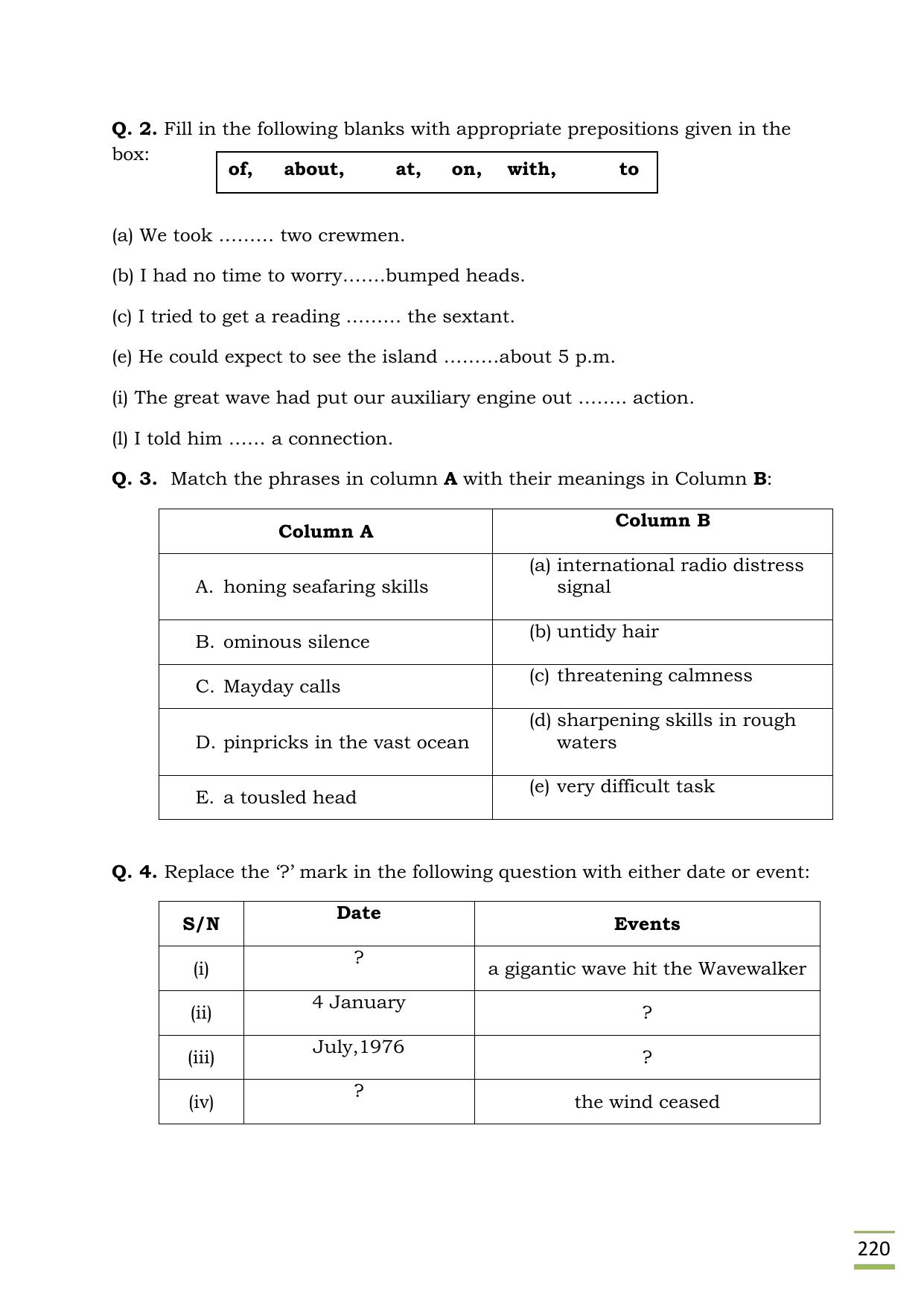 CBSE Worksheets for Class 11 English we are not afraid to die questions answers - Page 2