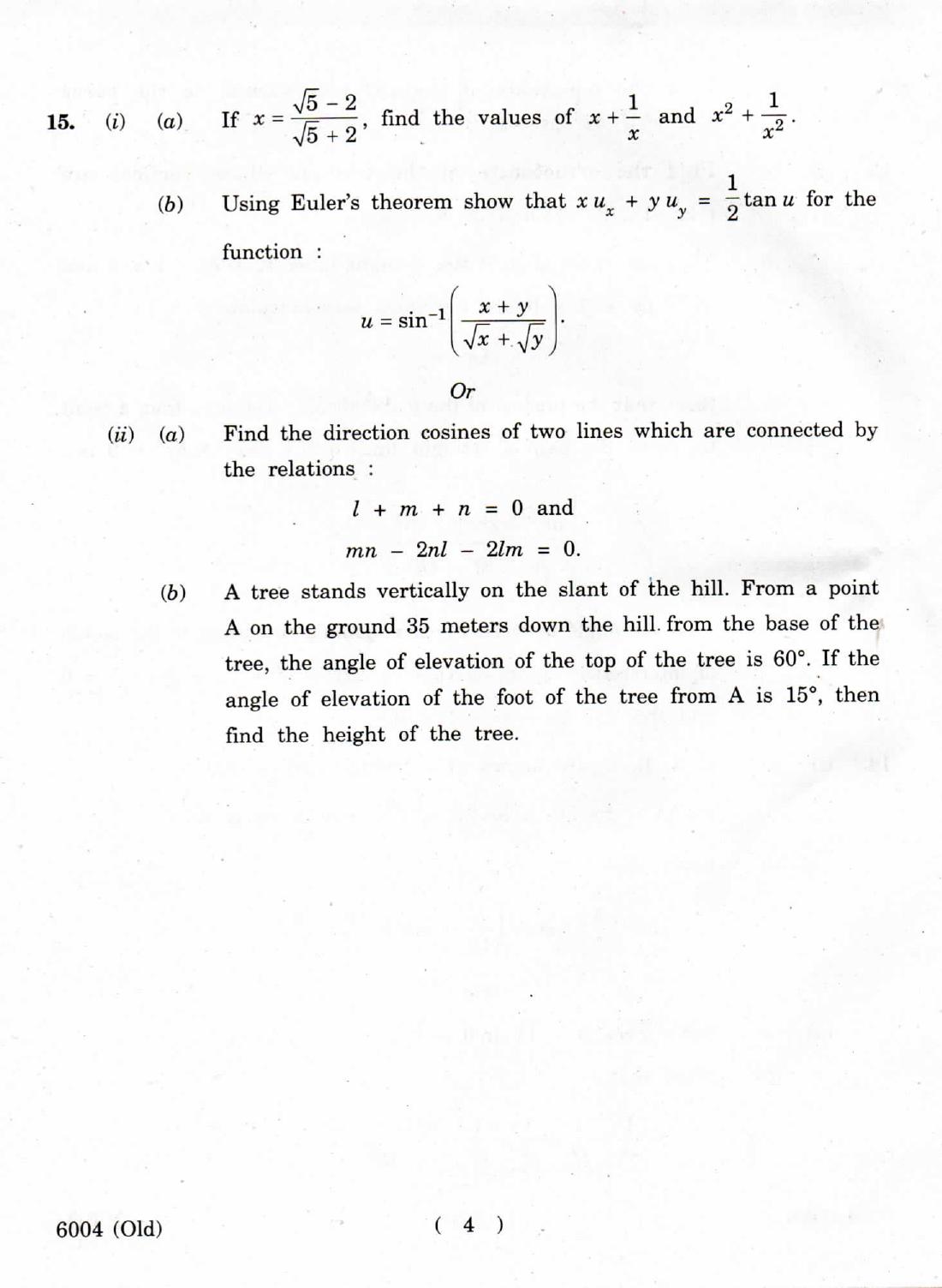 AP Inter 1st Year  Maths-I (Old) Bridge Course March-2019-Vocational Question Paper - Page 4