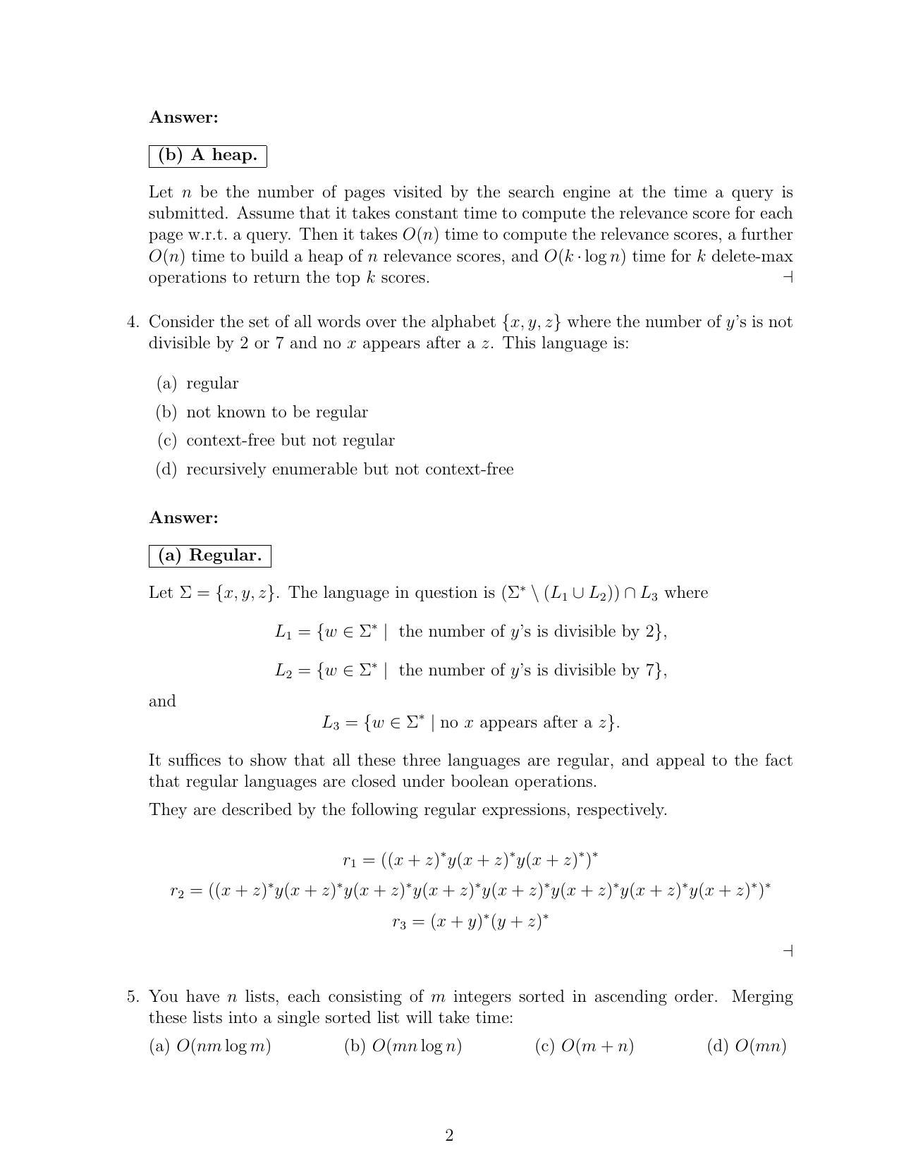 CMI Entrance Exam 2013 Solutions MSc/PhD Computer Science - Page 2