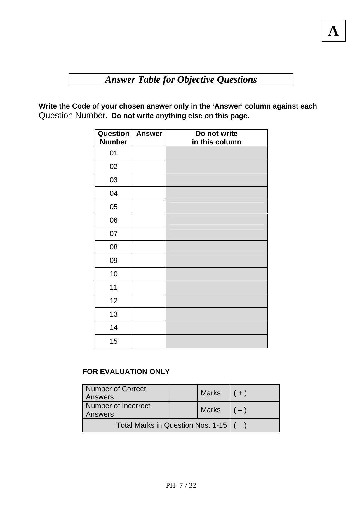 JAM 2012: PH Question Paper - Page 9
