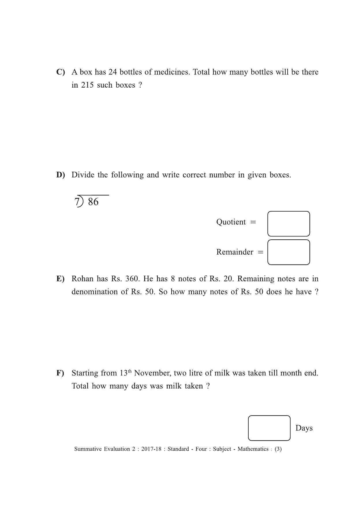 Maharashtra Board Class 4 Maths - English Medium (गणित - इंग्रजी माध्यम) Sample Question Paper - Page 3