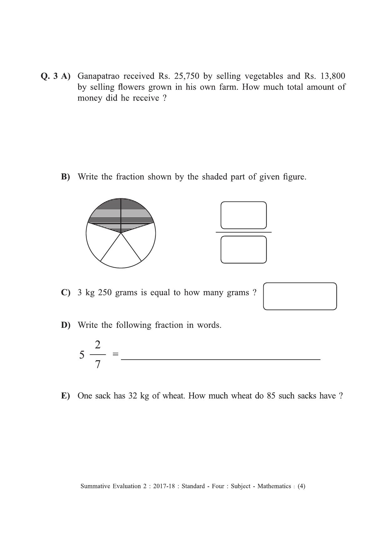 Maharashtra Board Class 4 Maths - English Medium (गणित - इंग्रजी माध्यम) Sample Question Paper - Page 4