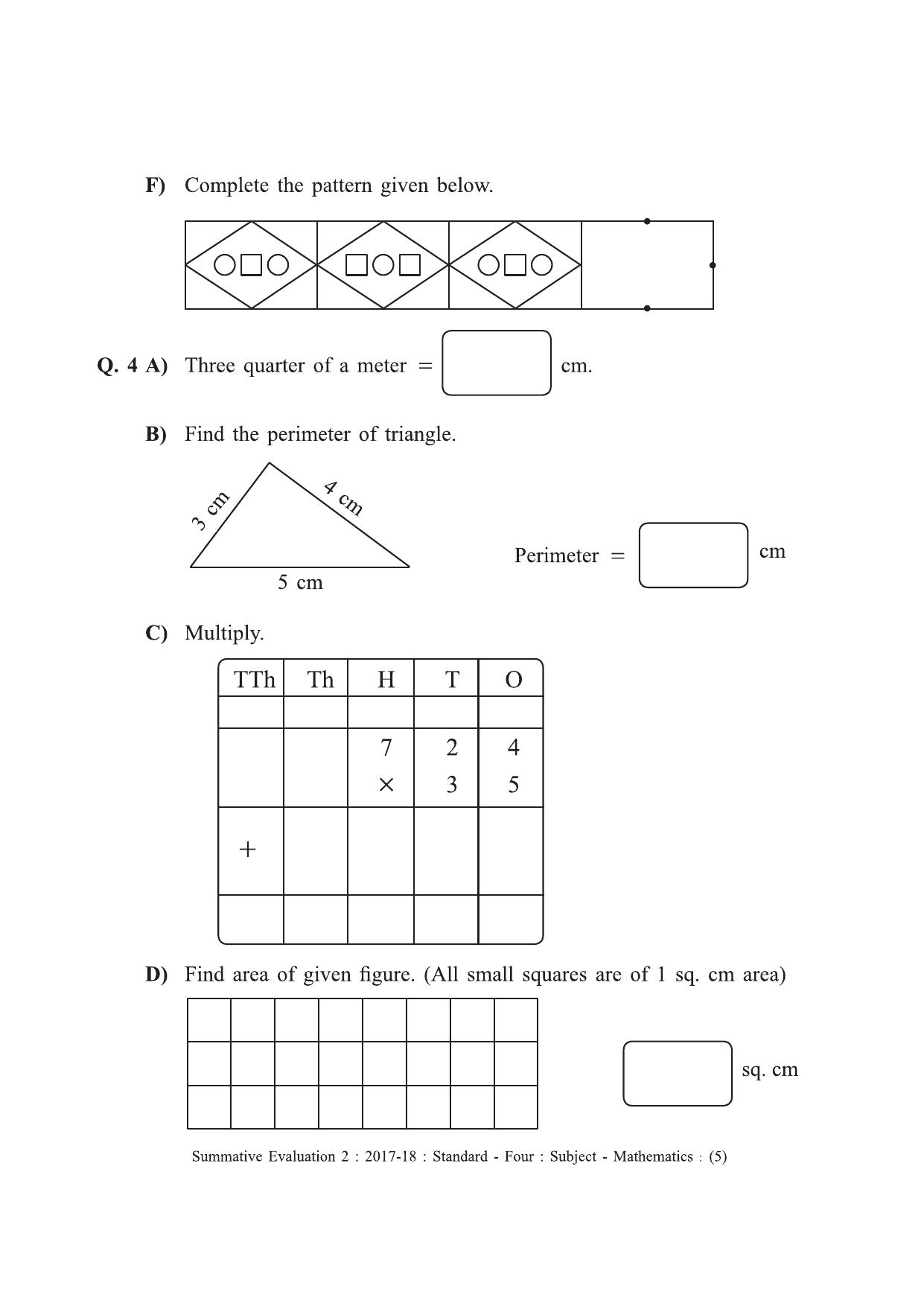 Maharashtra Board Class 4 Maths - English Medium (गणित - इंग्रजी माध्यम) Sample Question Paper - Page 5