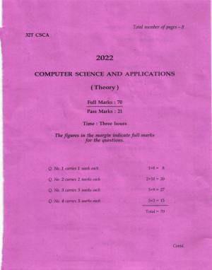 AHSEC Class 12 CSCA Question Papers 2022