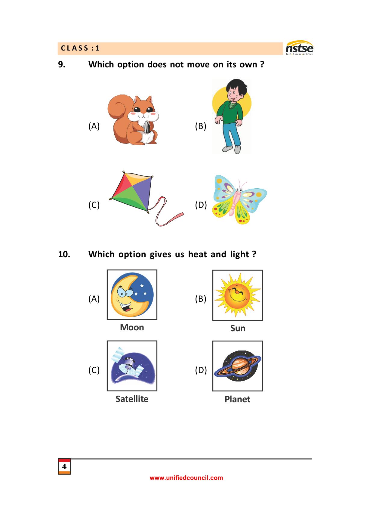 NSTSE Class 1 Sample Question Papers 2024 - Page 4