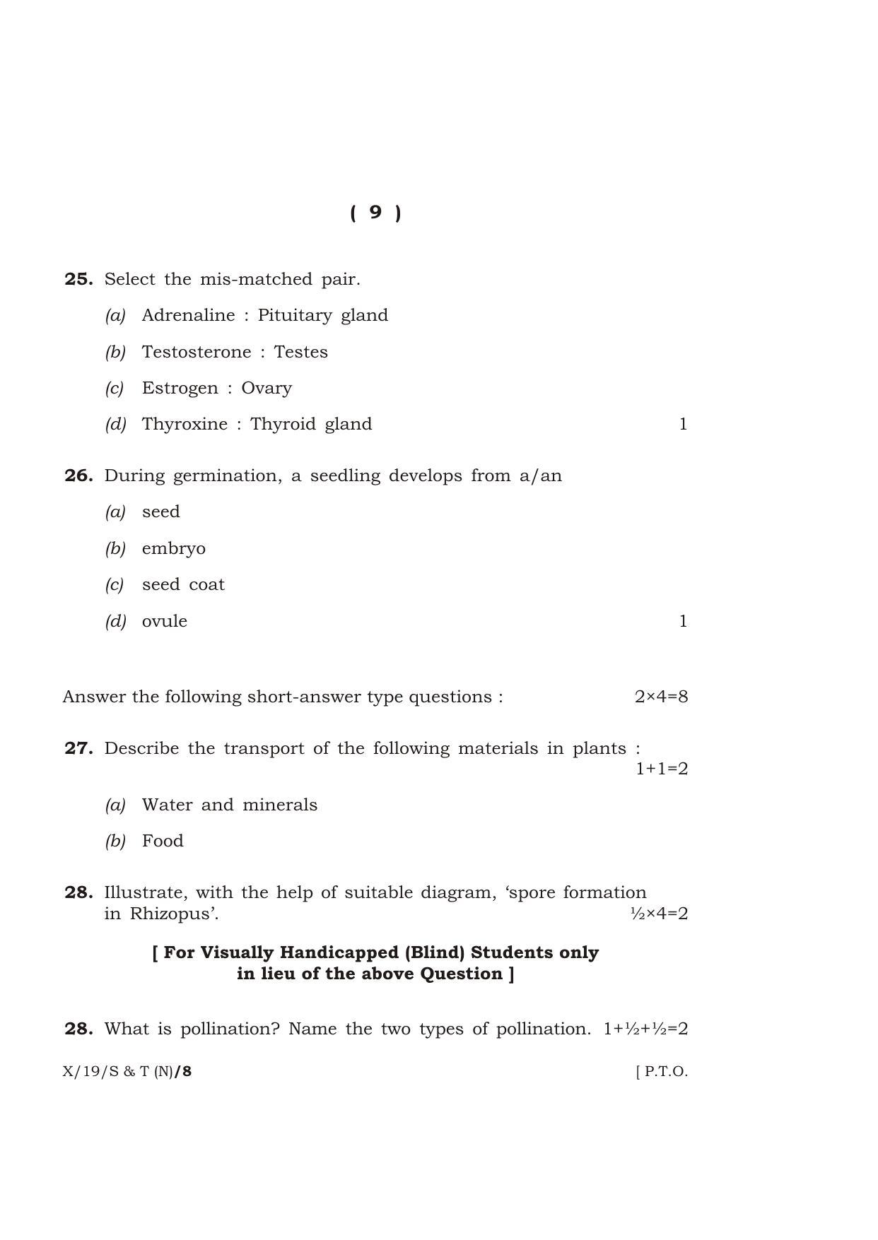 Meghalaya Board (MBOSE) Class 10 SCIENCE AND TECHNOLOGY ( New Course ) 2019 Question Paper - Page 9