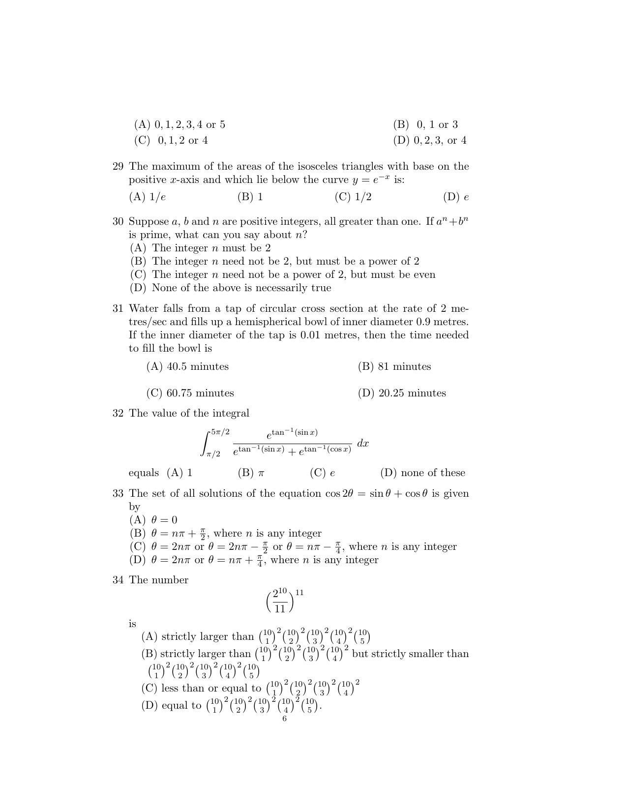 ISI Admission Test B. Math UGB 2016 Sample Paper - Page 6