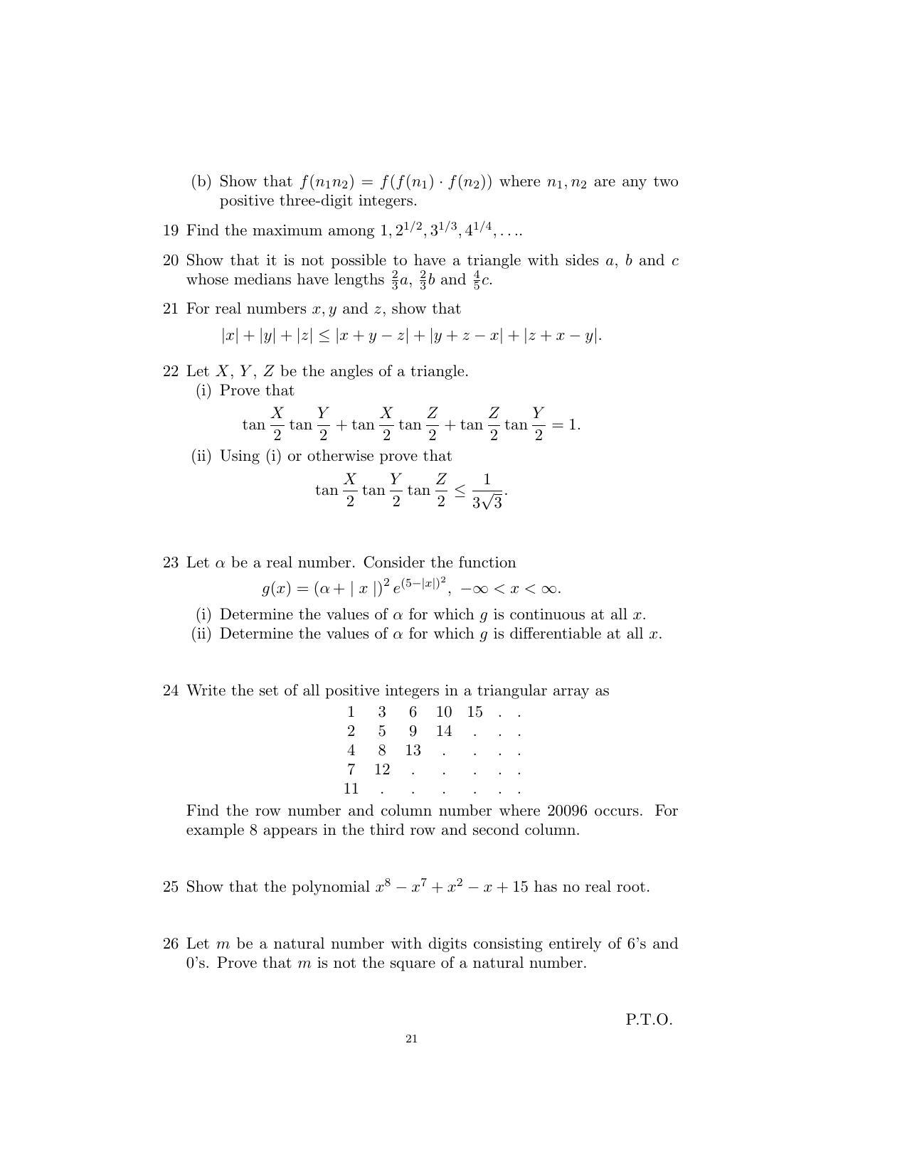 ISI Admission Test B. Math UGB 2016 Sample Paper - Page 21
