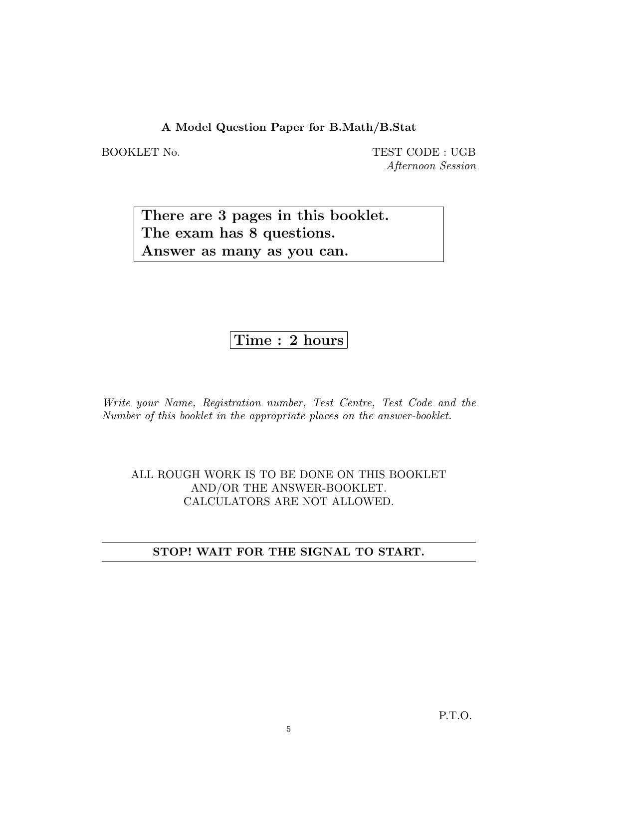 ISI Admission Test B. Math UGB 2016 Sample Paper - Page 33