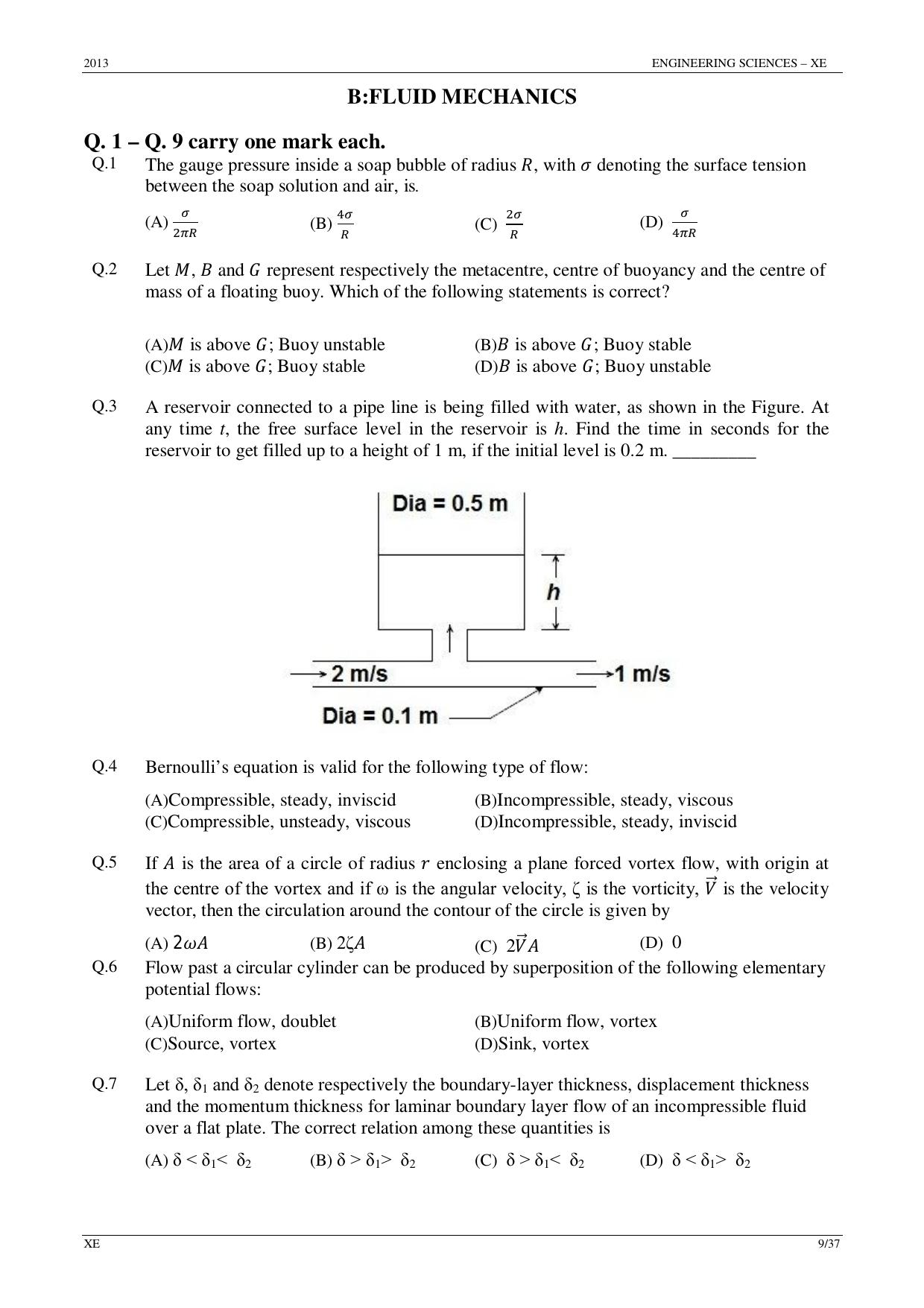 GATE 2013 Engineering Sciences (XE) Question Paper with Answer Key - Page 9