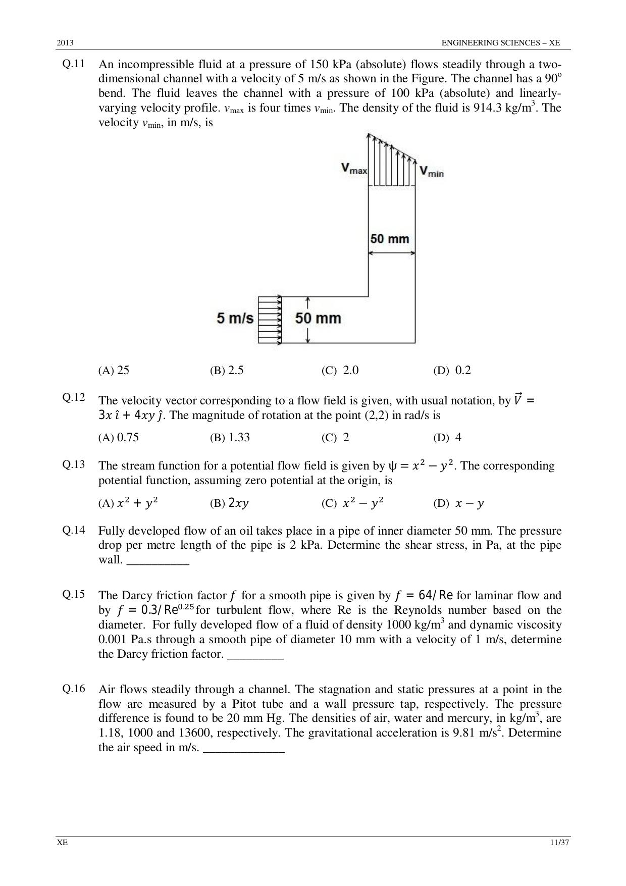 GATE 2013 Engineering Sciences (XE) Question Paper with Answer Key - Page 11