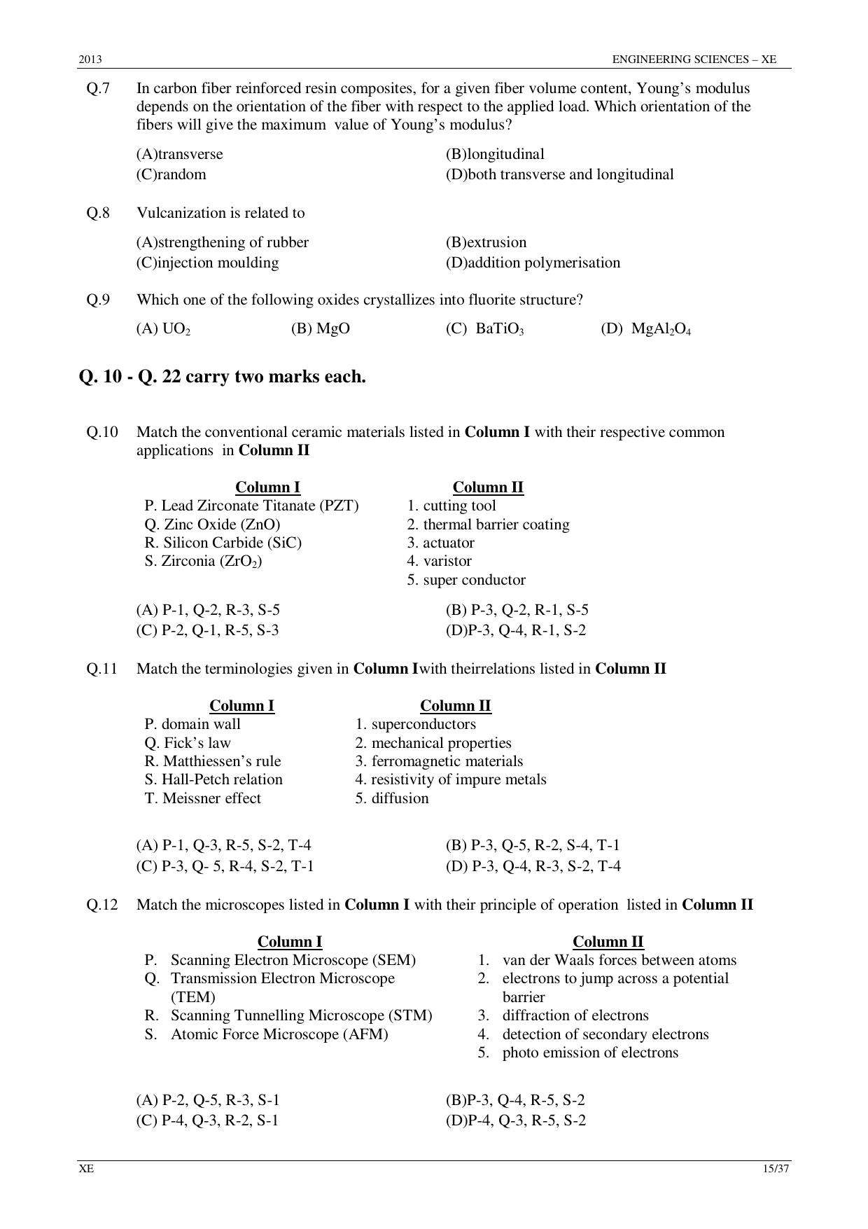 GATE 2013 Engineering Sciences (XE) Question Paper with Answer Key - Page 15