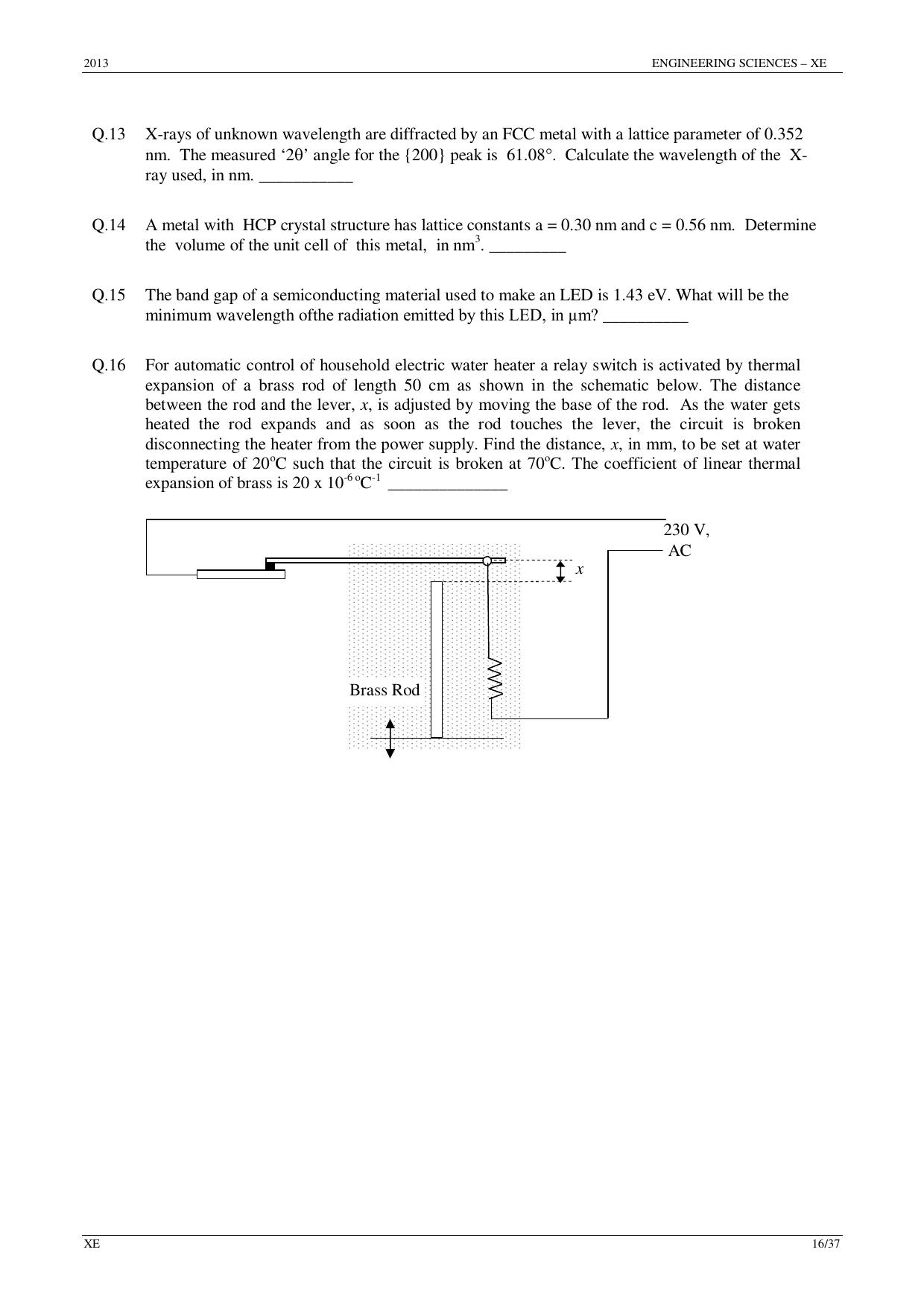 GATE 2013 Engineering Sciences (XE) Question Paper with Answer Key - Page 16