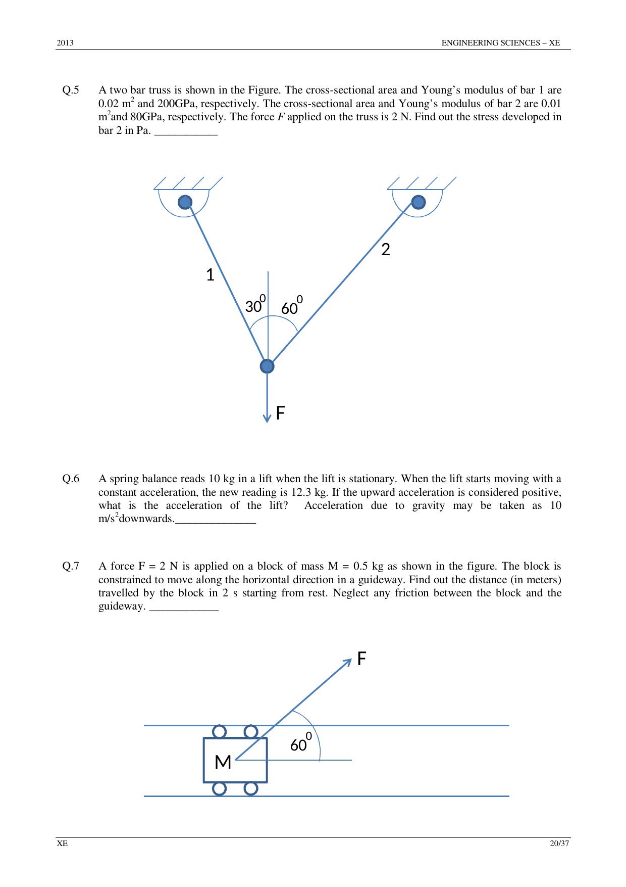 GATE 2013 Engineering Sciences (XE) Question Paper with Answer Key - Page 20