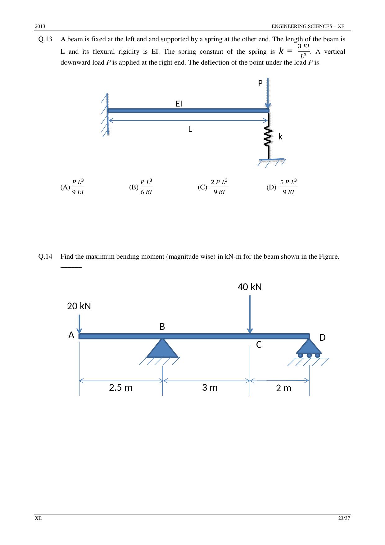 GATE 2013 Engineering Sciences (XE) Question Paper with Answer Key - Page 23
