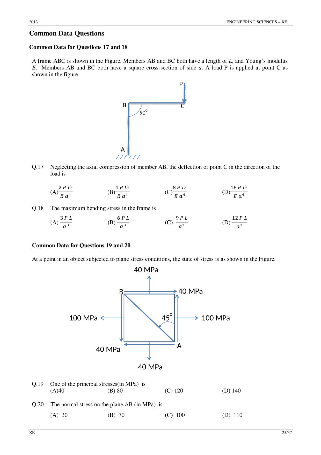 GATE 2013 Engineering Sciences (XE) Question Paper with Answer Key - Page 25