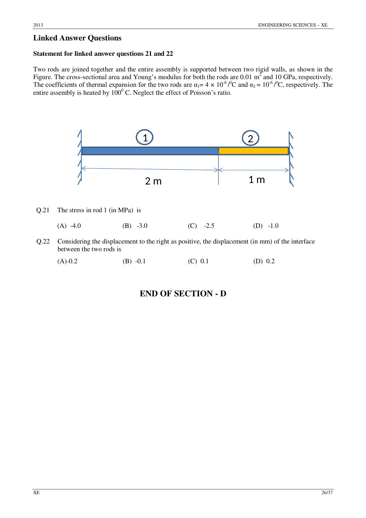 GATE 2013 Engineering Sciences (XE) Question Paper with Answer Key - Page 26