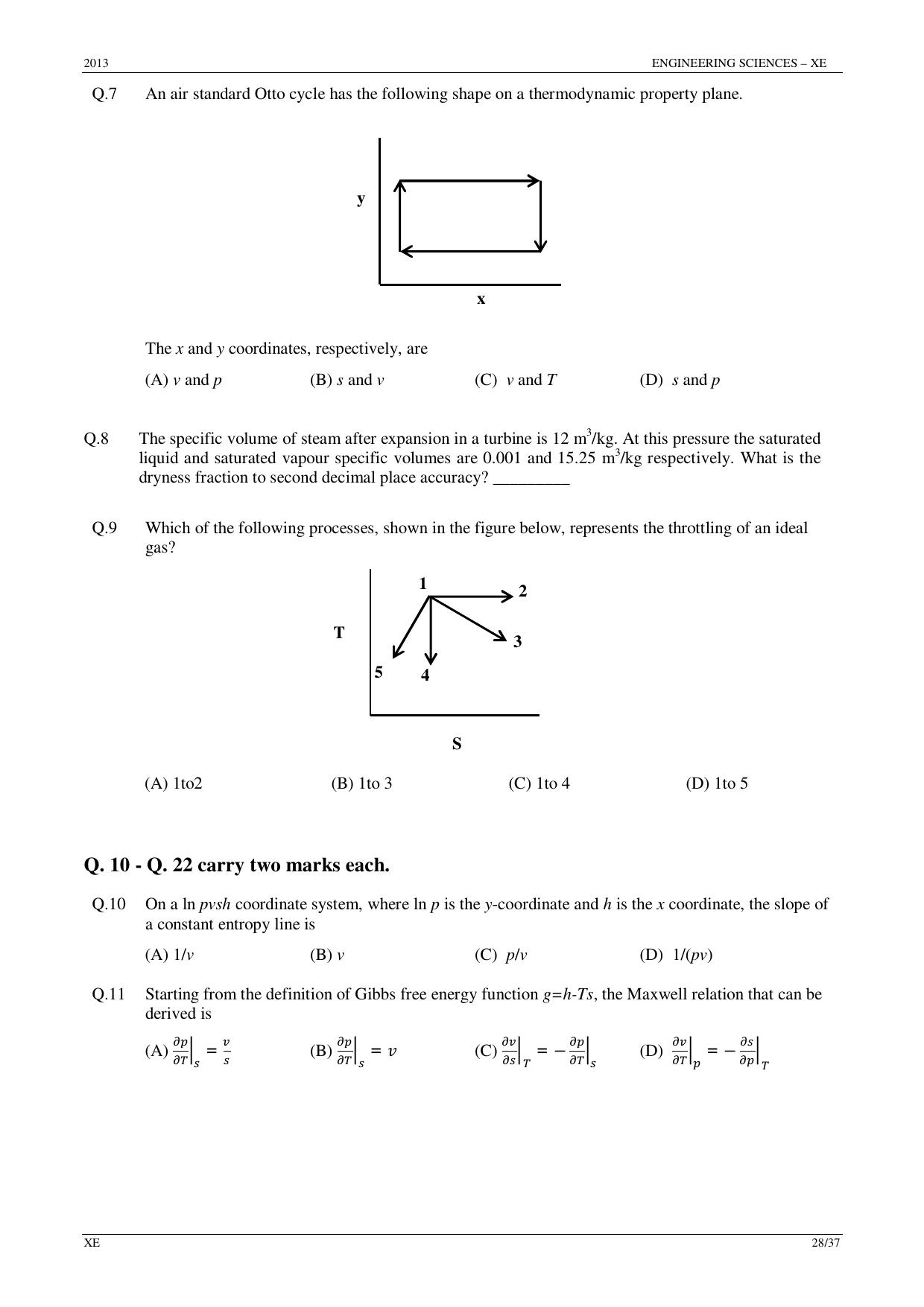GATE 2013 Engineering Sciences (XE) Question Paper with Answer Key - Page 28