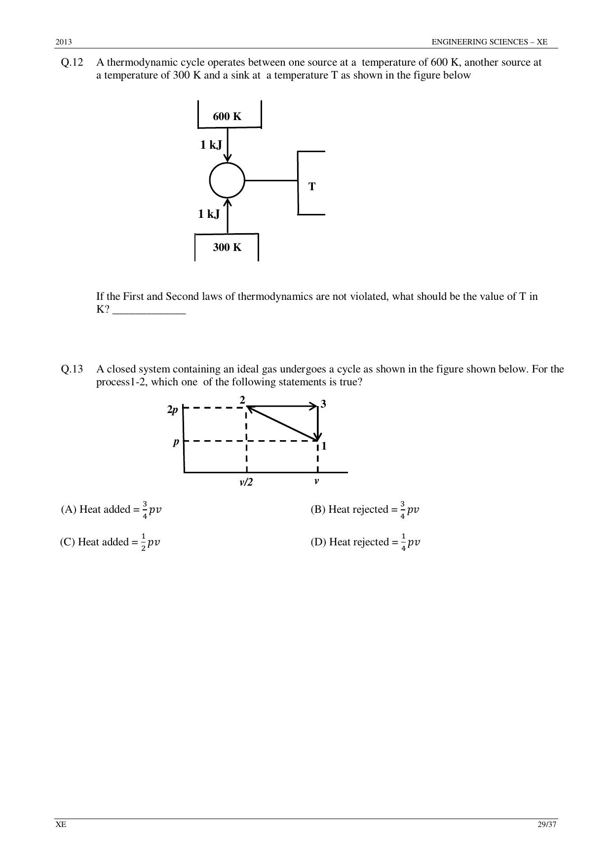 GATE 2013 Engineering Sciences (XE) Question Paper with Answer Key - Page 29