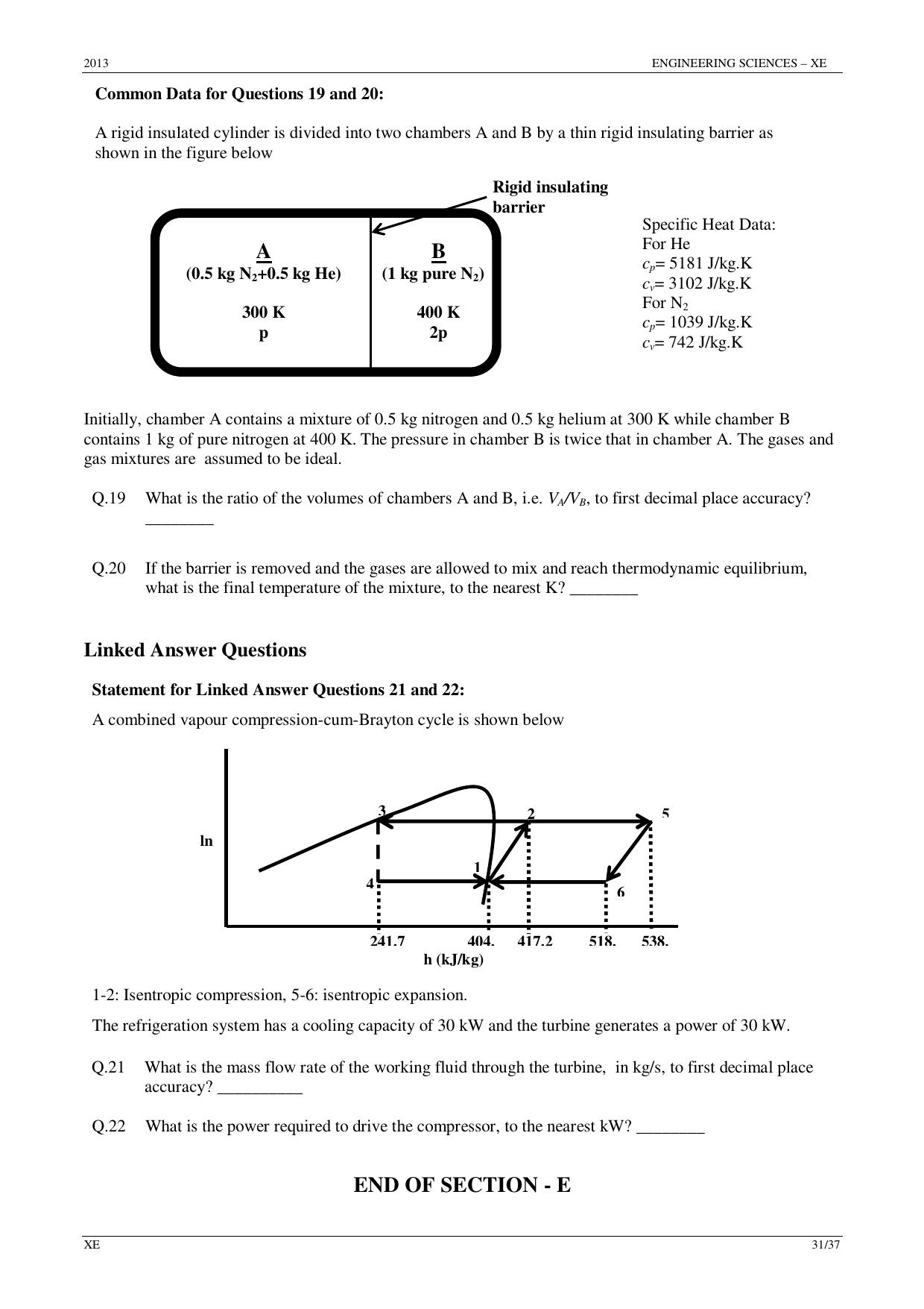 GATE 2013 Engineering Sciences (XE) Question Paper with Answer Key - Page 31