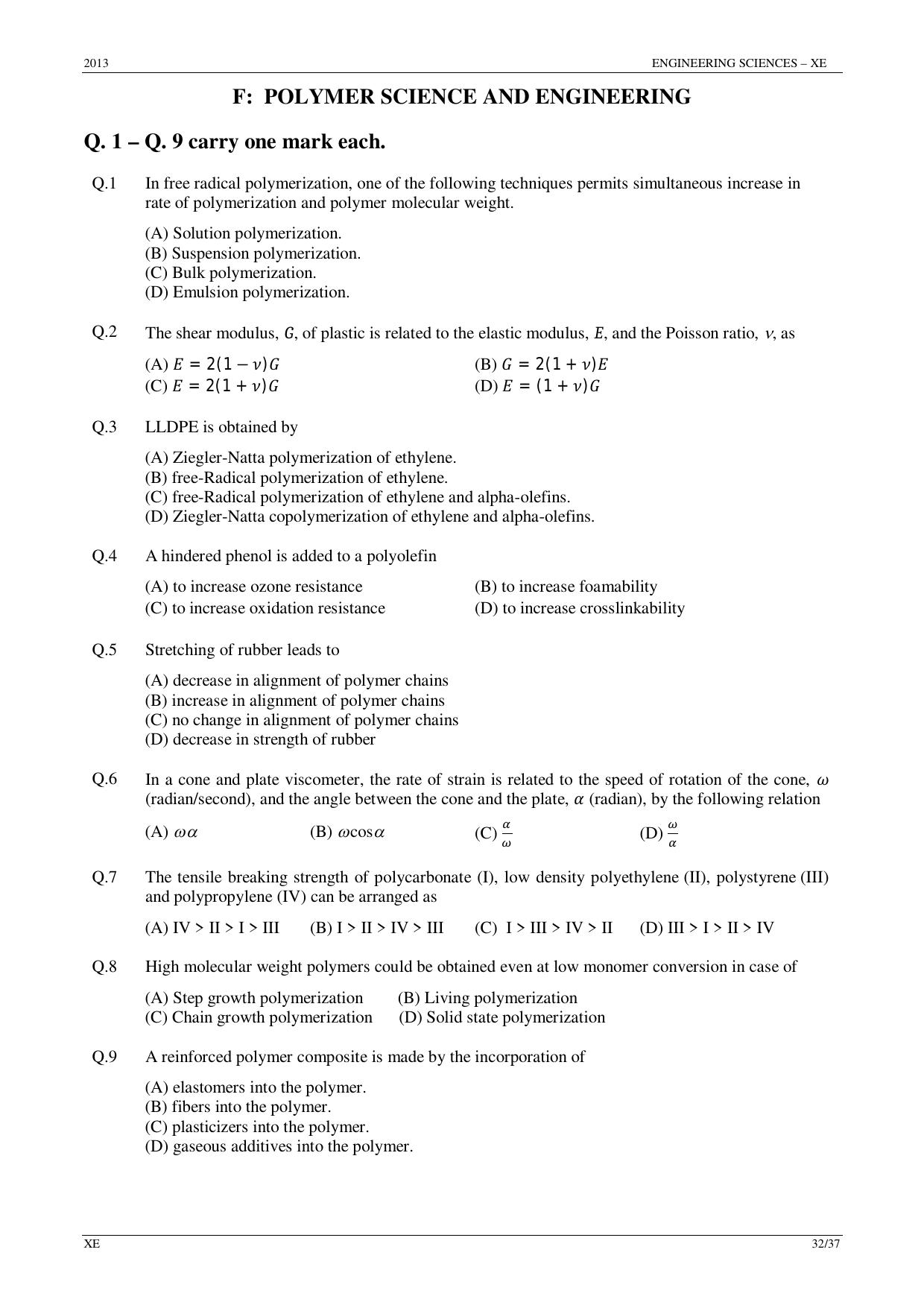 GATE 2013 Engineering Sciences (XE) Question Paper with Answer Key - Page 32