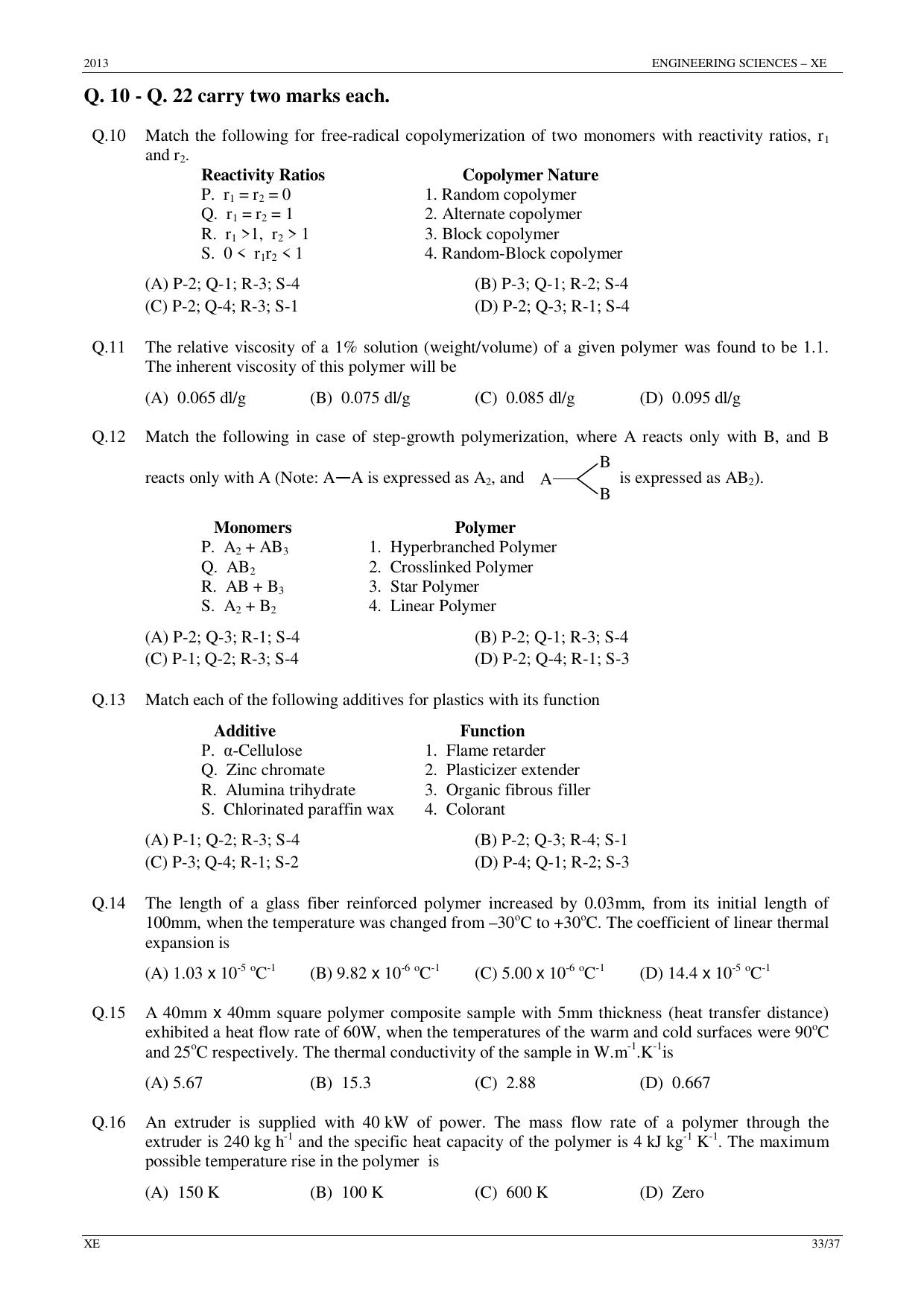 GATE 2013 Engineering Sciences (XE) Question Paper with Answer Key - Page 33