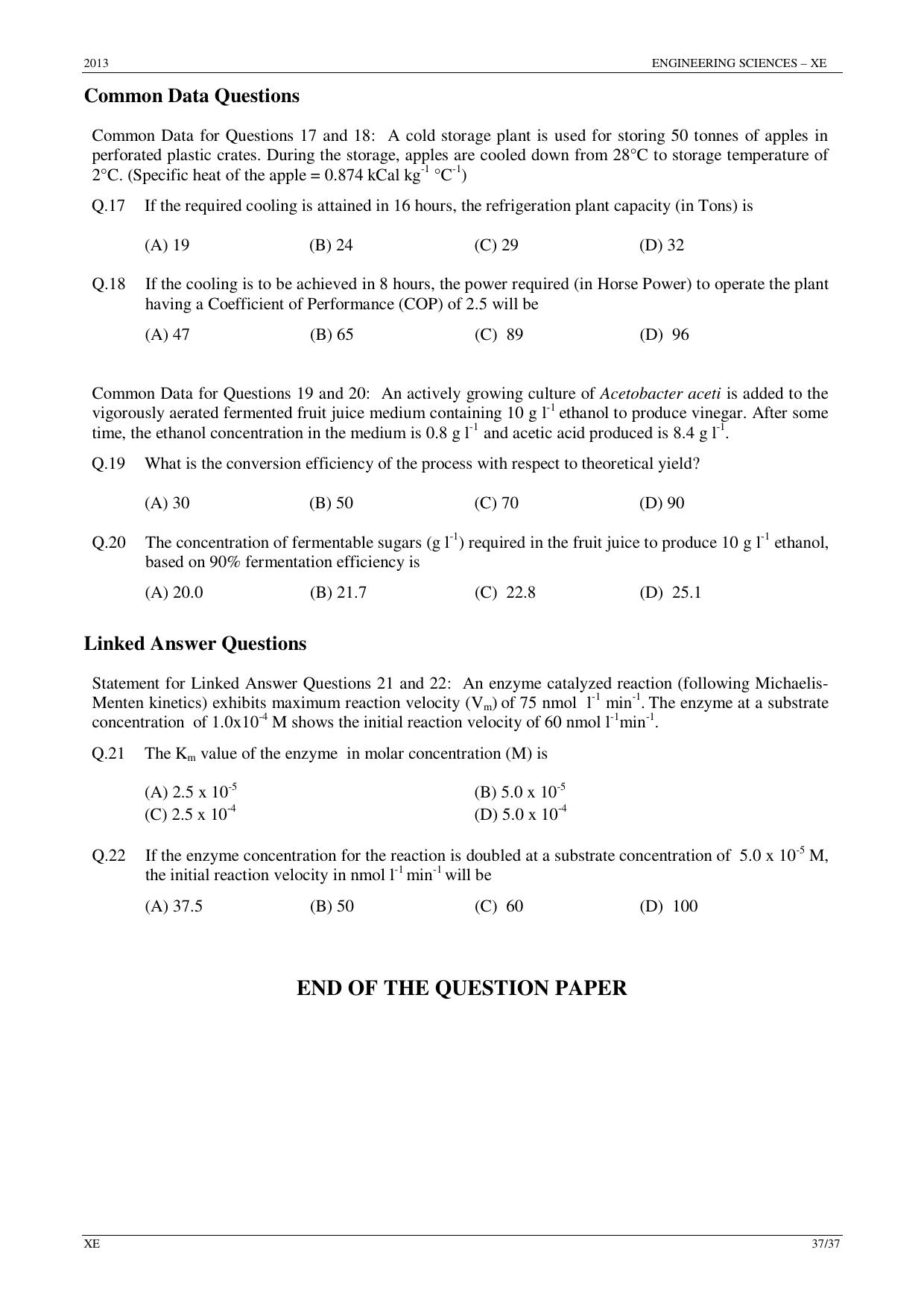 GATE 2013 Engineering Sciences (XE) Question Paper with Answer Key - Page 37