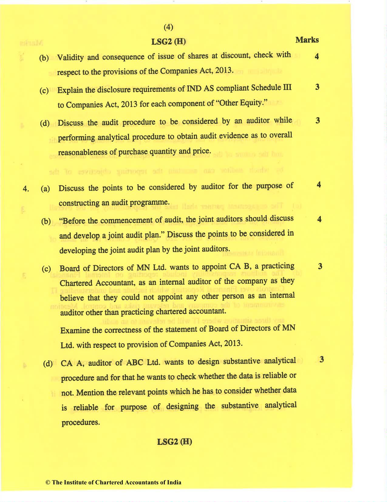 CA Inter Nov 2019 Question Paper - Paper 6 – Auditing and Assurance - Page 4