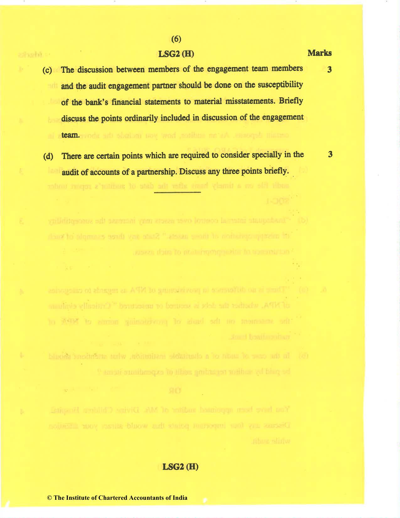 CA Inter Nov 2019 Question Paper - Paper 6 – Auditing and Assurance - Page 6