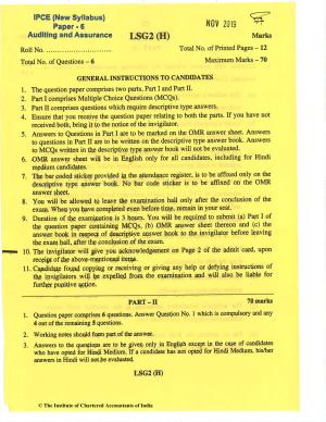 CA Inter Nov 2019 Question Paper - Paper 6 – Auditing and Assurance