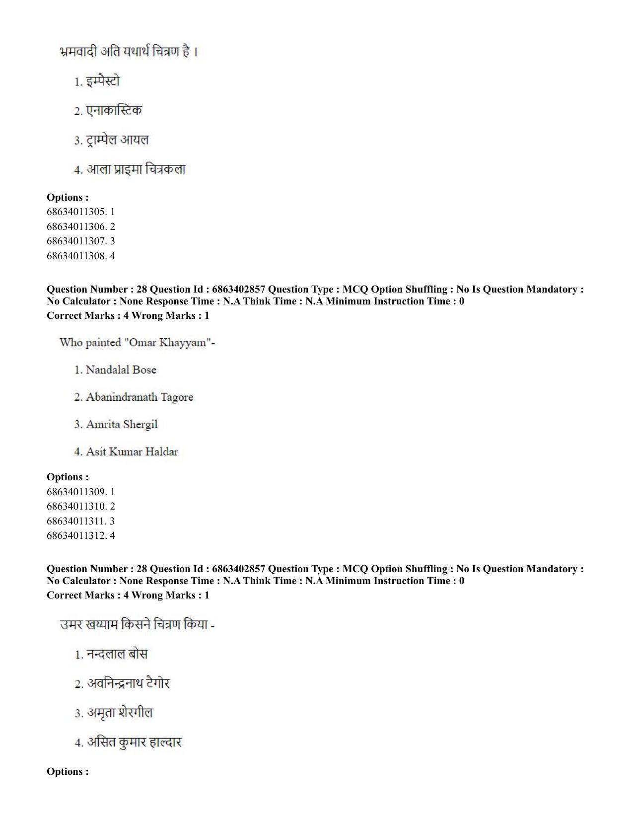 CUET PG 2023: HUQP15 – Painting (Hindi) - Shift 2 (5-06-2023) Question Paper - Page 30