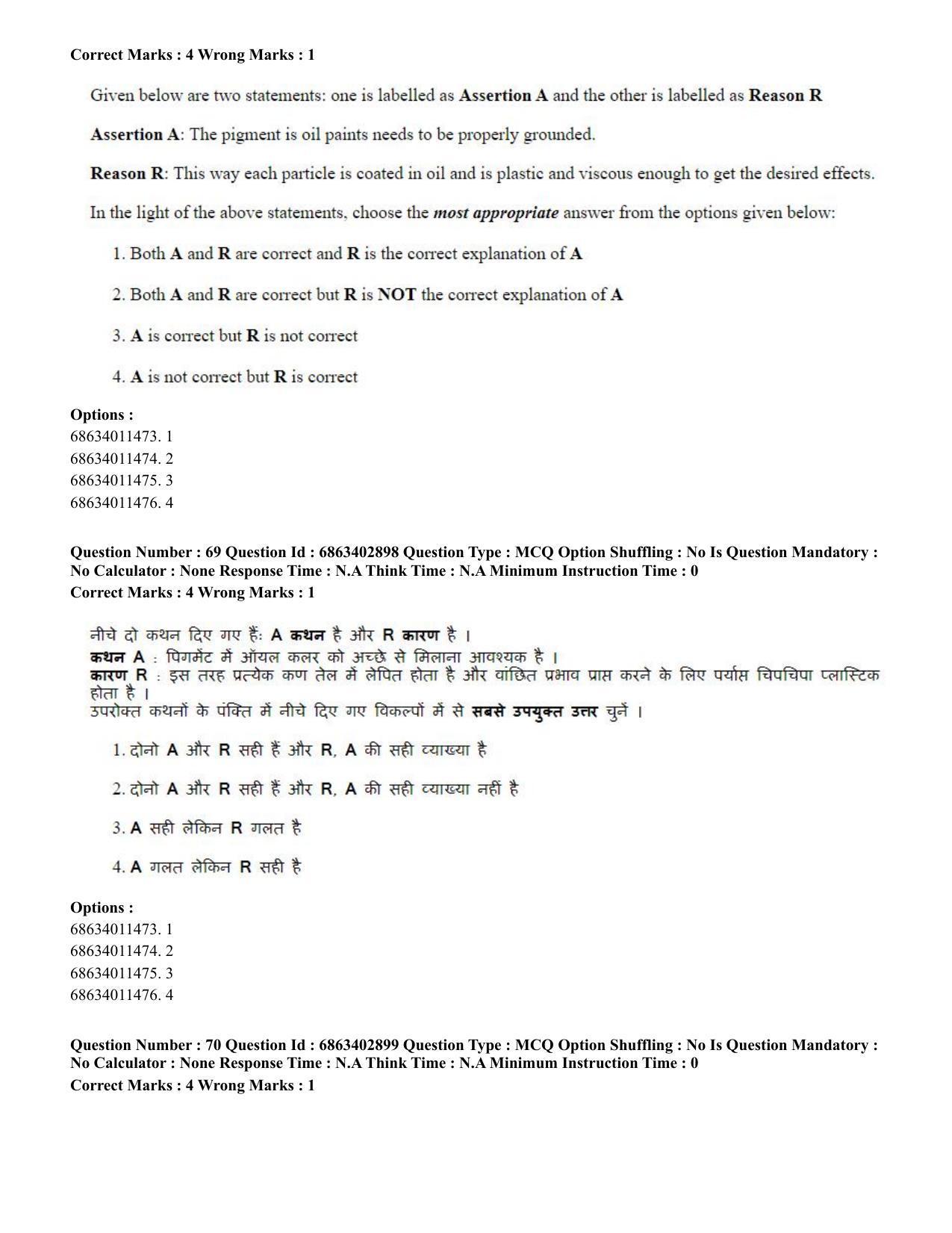 CUET PG 2023: HUQP15 – Painting (Hindi) - Shift 2 (5-06-2023) Question Paper - Page 66